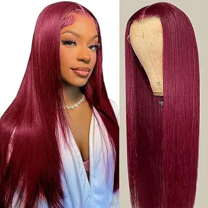 [NEW IN] Hot Star 99J Burgundy Colored Body Wave 13X6 Lace HD Transparent Lace Front Human Hair Straight Wigs for Women Raw Indian Wigs