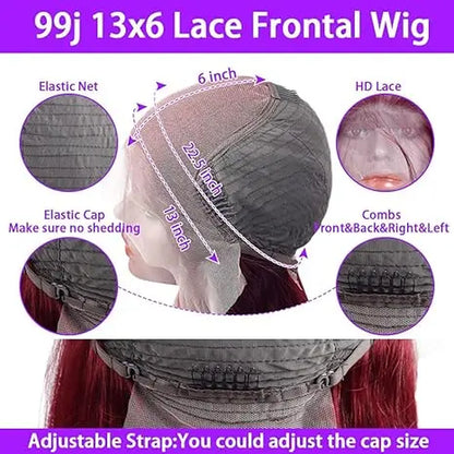 [NEW IN] Hot Star 99J Burgundy Colored Body Wave 13X6 Lace HD Transparent Lace Front Human Hair Straight Wigs for Women Raw Indian Wigs
