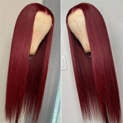 [NEW IN] Hot Star 99J Burgundy Colored Body Wave 13X6 Lace HD Transparent Lace Front Human Hair Straight Wigs for Women Raw Indian Wigs